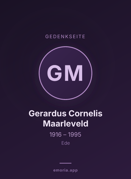 Gedenkportrait von Gerardus Cornelis Maarleveld