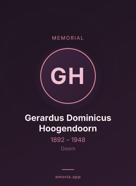 Memorial portrait of Gerardus Dominicus Hoogendoorn