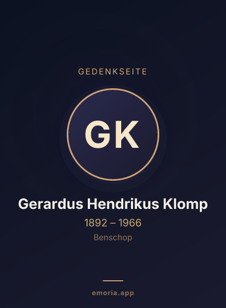 Gedenkportrait von Gerardus Hendrikus Klomp