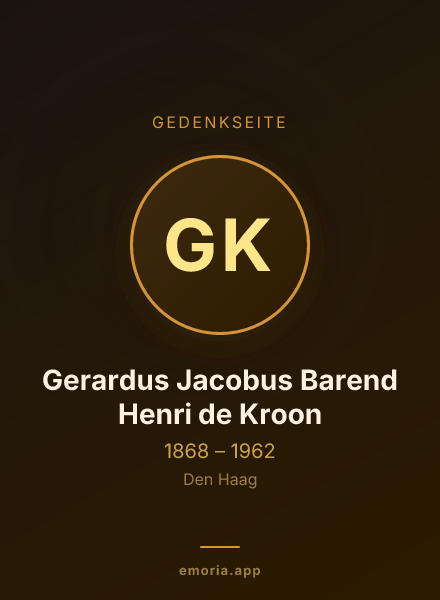 Gedenkportrait von Gerardus Jacobus Barend Henri de Kroon