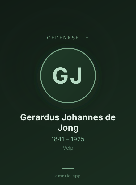 Gedenkportrait von Gerardus Johannes de Jong