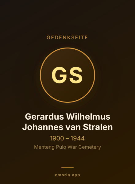 Gedenkportrait von Gerardus Wilhelmus Johannes van Stralen