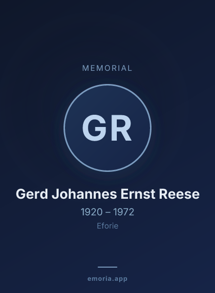 Memorial portrait of Gerd Johannes Ernst Reese