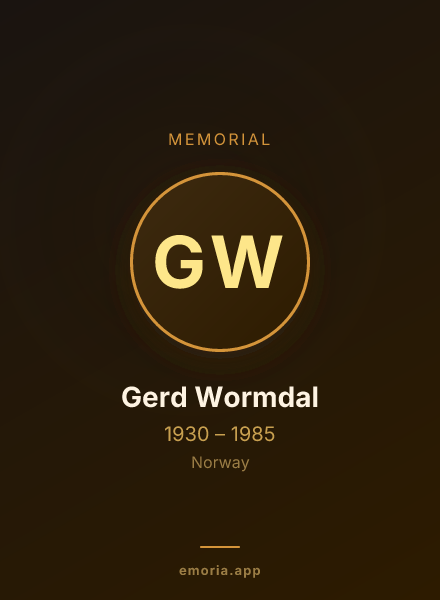 Memorial portrait of Gerd Wormdal