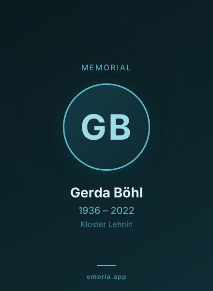 Memorial portrait of Gerda Böhl