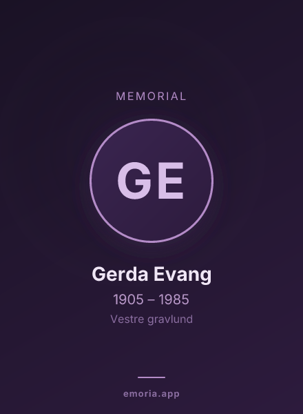 Memorial portrait of Gerda Evang