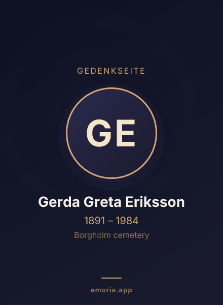 Gedenkportrait von Gerda Greta Eriksson