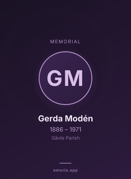 Memorial portrait of Gerda Modén