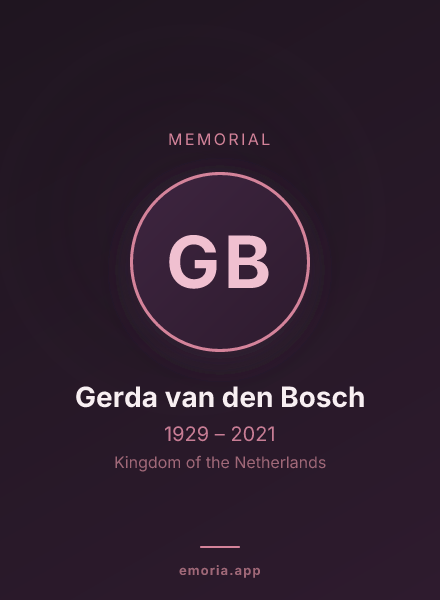 Memorial portrait of Gerda van den Bosch