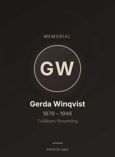 Memorial portrait of Gerda Winqvist