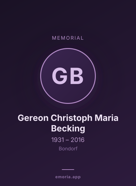 Memorial portrait of Gereon Christoph Maria Becking