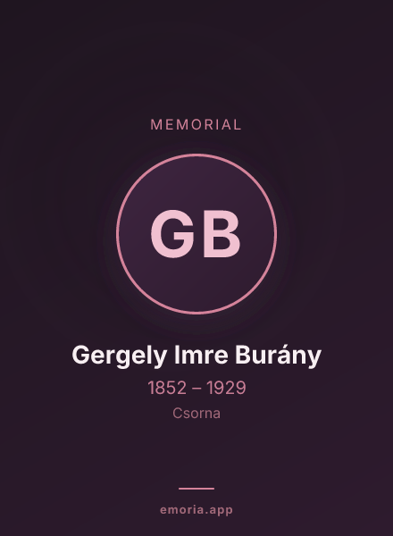 Memorial portrait of Gergely Imre Burány