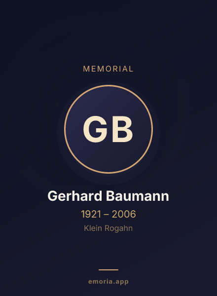 Memorial portrait of Gerhard Baumann