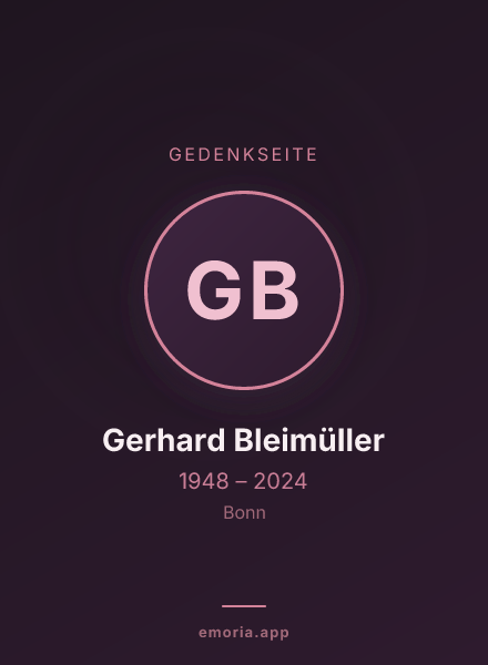 Gedenkportrait von Gerhard Bleimüller