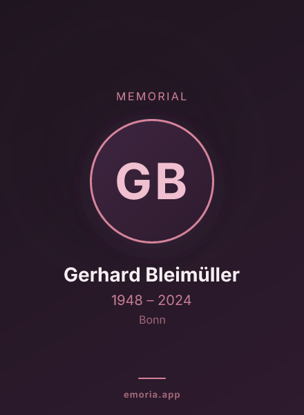 Memorial portrait of Gerhard Bleimüller