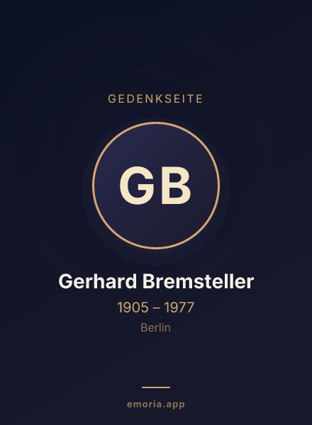 Gedenkportrait von Gerhard Bremsteller