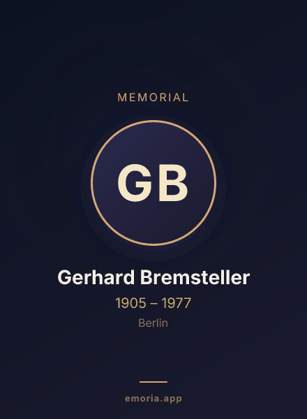 Memorial portrait of Gerhard Bremsteller