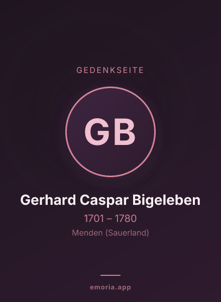 Gedenkportrait von Gerhard Caspar Bigeleben