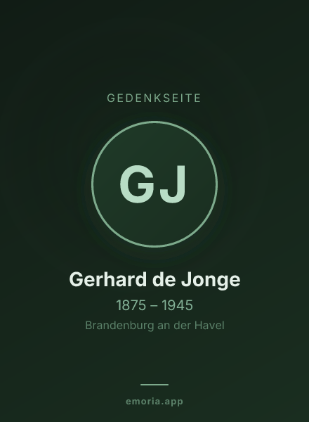 Gedenkportrait von Gerhard de Jonge