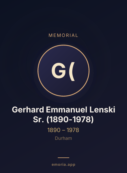 Memorial portrait of Gerhard Emmanuel Lenski Sr. (1890-1978)