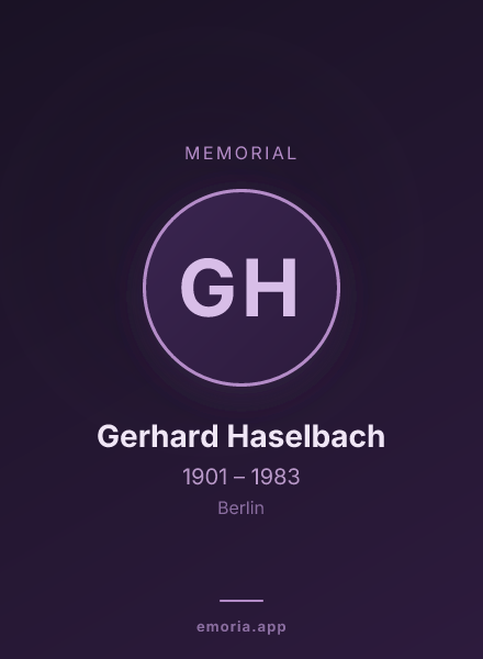 Memorial portrait of Gerhard Haselbach