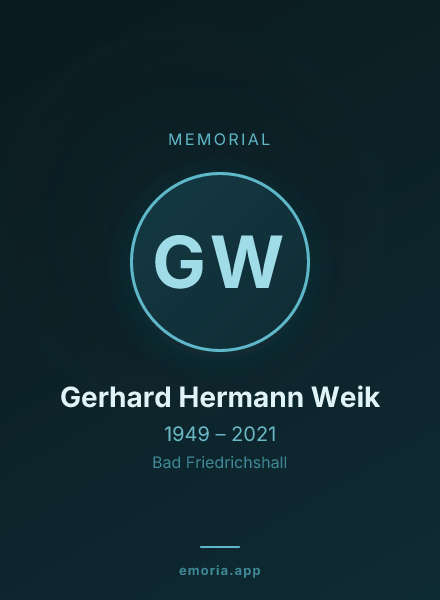 Memorial portrait of Gerhard Hermann Weik