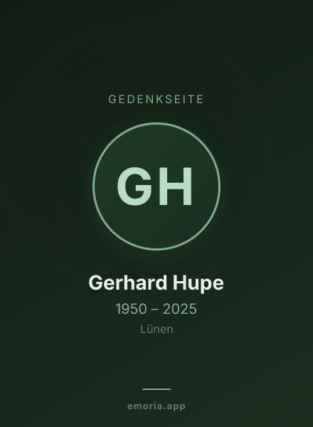 Gedenkportrait von Gerhard Hupe