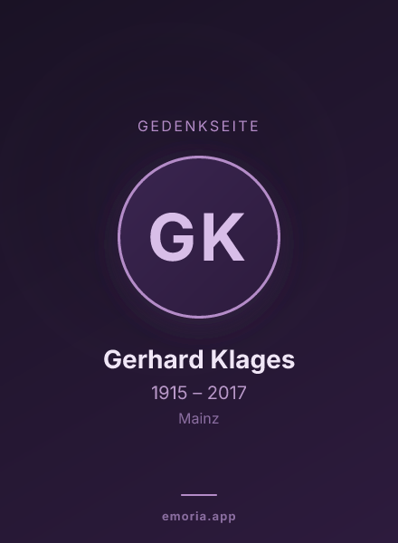 Gedenkportrait von Gerhard Klages