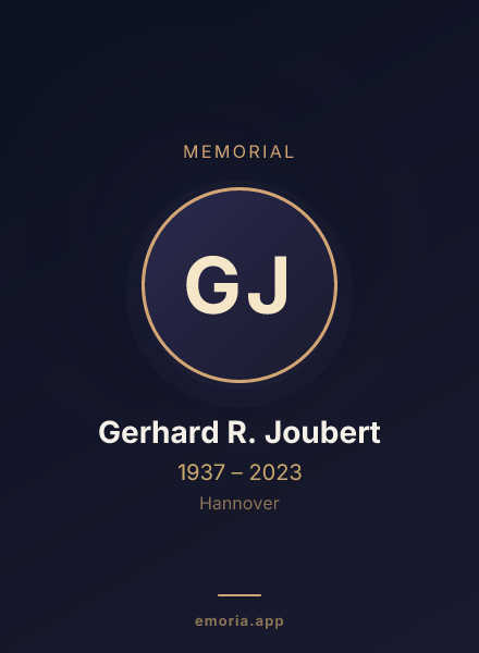 Memorial portrait of Gerhard R. Joubert