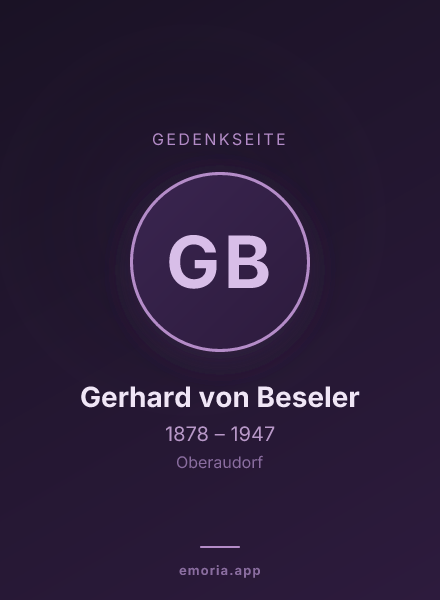 Gedenkportrait von Gerhard von Beseler