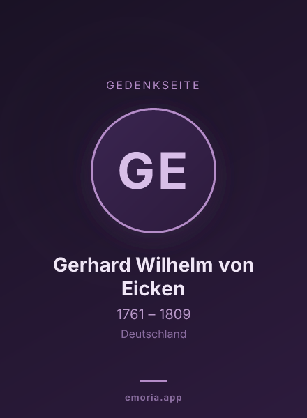 Gedenkportrait von Gerhard Wilhelm von Eicken
