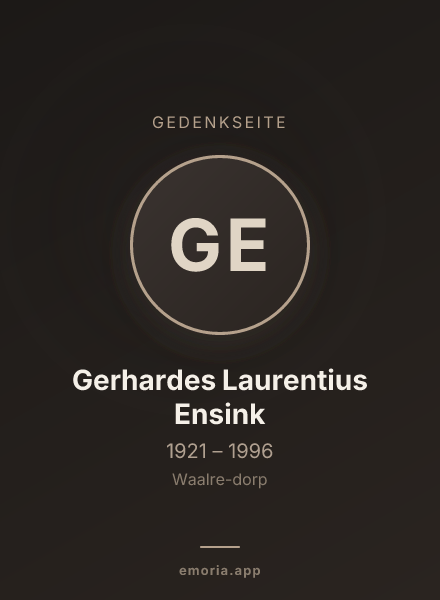 Gedenkportrait von Gerhardes Laurentius Ensink