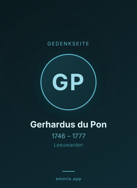 Gedenkportrait von Gerhardus du Pon