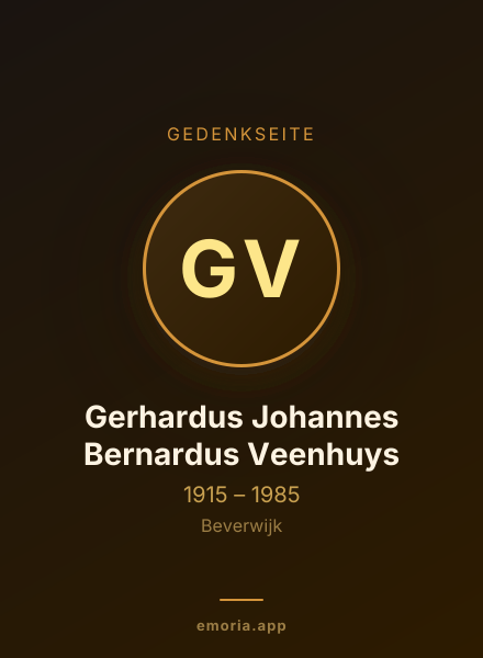 Gedenkportrait von Gerhardus Johannes Bernardus Veenhuys