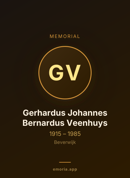 Memorial portrait of Gerhardus Johannes Bernardus Veenhuys