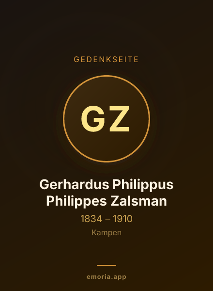 Gedenkportrait von Gerhardus Philippus Philippes Zalsman