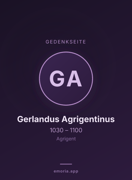 Gedenkportrait von Gerlandus Agrigentinus