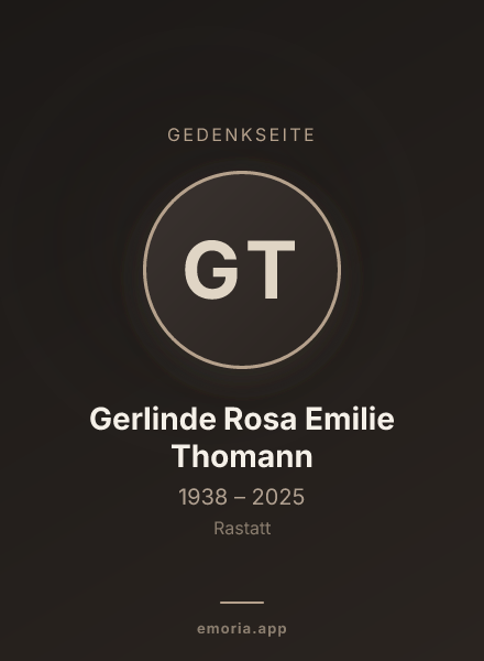 Gedenkportrait von Gerlinde Rosa Emilie Thomann
