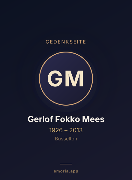 Gedenkportrait von Gerlof Fokko Mees