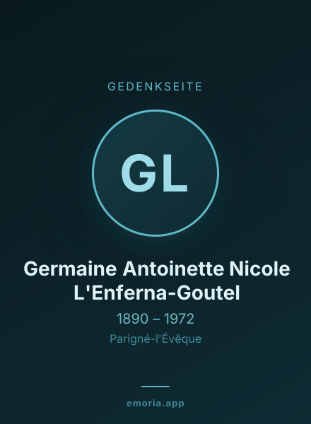 Gedenkportrait von Germaine Antoinette Nicole L'Enferna-Goutel