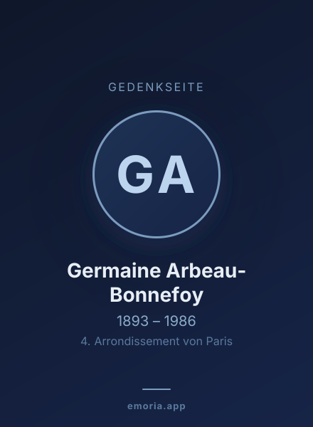 Gedenkportrait von Germaine Arbeau-Bonnefoy