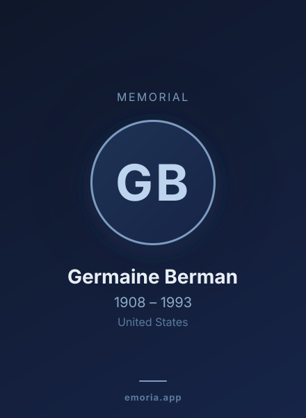 Memorial portrait of Germaine Berman