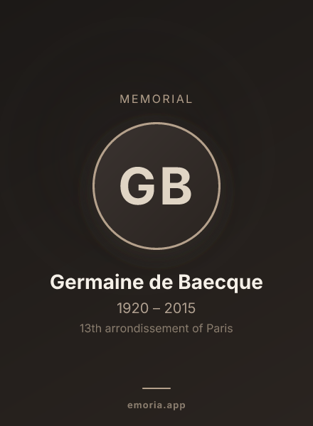 Memorial portrait of Germaine de Baecque