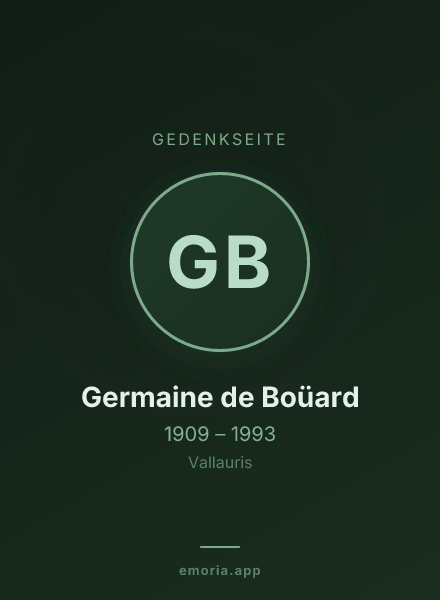 Gedenkportrait von Germaine de Boüard