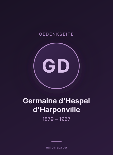 Gedenkportrait von Germaine d'Hespel d'Harponville