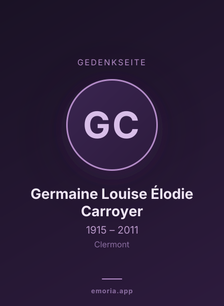 Gedenkportrait von Germaine Louise Élodie Carroyer