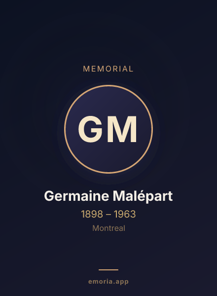 Memorial portrait of Germaine Malépart