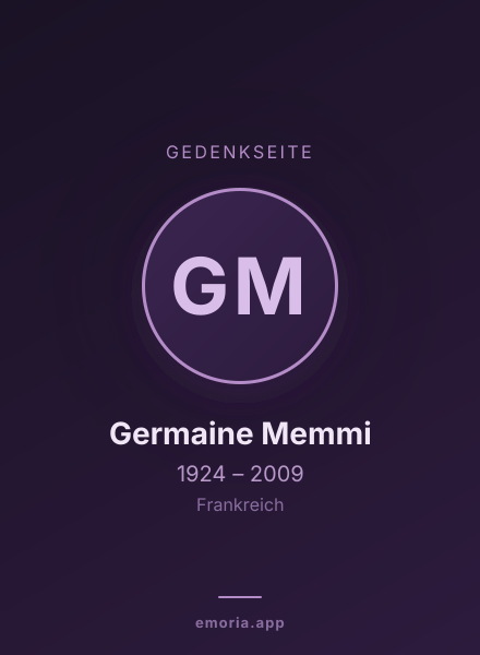 Gedenkportrait von Germaine Memmi