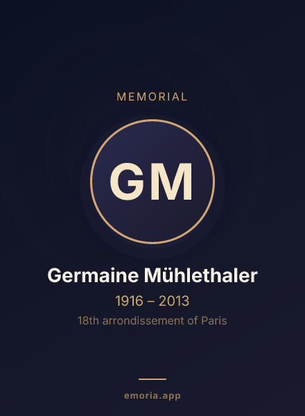 Memorial portrait of Germaine Mühlethaler