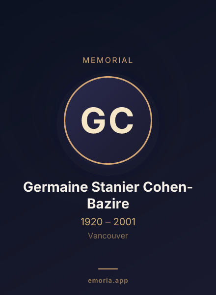 Memorial portrait of Germaine Stanier Cohen-Bazire